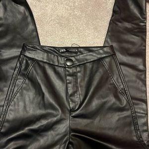 Zara leather straight leg pants!